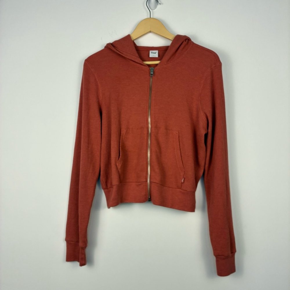 Aritzia TNA size L waffle knit full zip Pink Hoodie Women's